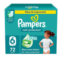Pampers Diaper Rash Protection Aloe Vera Lotion, Size 6, 13+ kg, 72 pcs