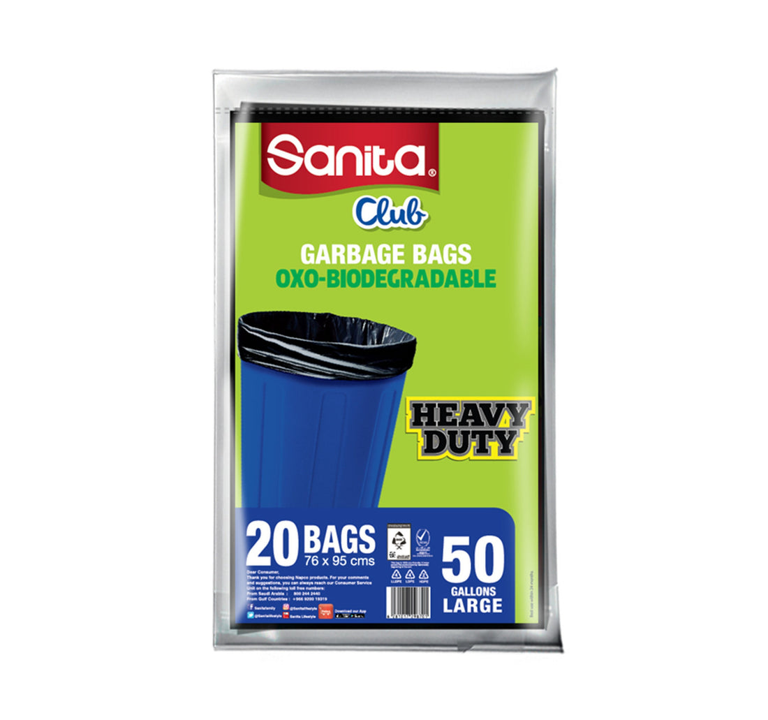 Sanita Club Garbage Bags Oxo-Biodegradable Large 50 Gallons Size 76 x 95cms 20pcs