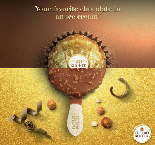 Ferrero Rocher Classic Ice Cream Crunchy Chocolate & Hazelnut Coating 4 x 50 g