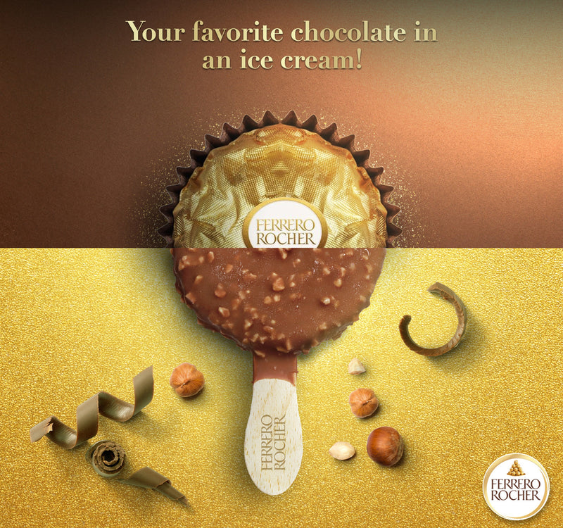 Ferrero Rocher Classic Ice Cream Crunchy Chocolate & Hazelnut Coating 4 x 50 g