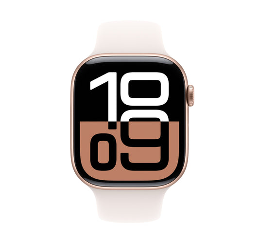 Apple Watch Series 10 46 mm GPS Smartwatch, Rose Gold Aluminium Case with Light Blush Sport Band (M/L), MWWU3QA/A