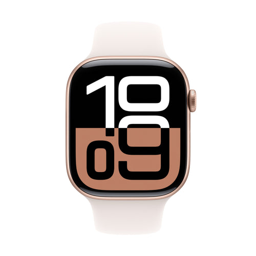 Apple Watch Series 10 GPS Smartwatch, 46 mm LTPO3 OLED Display, Rose Gold Aluminium Case with Light Blush Sport Band(S/M), MWWT3QA/A