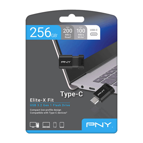 محرك أقراص فلاش PNY Elite-X Fit Type-C USB 3.2، سعة 256 جيجابايت، P-FDI256EXFITC-GE