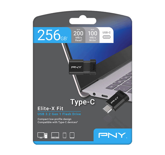 محرك أقراص فلاش PNY Elite-X Fit Type-C USB 3.2، سعة 256 جيجابايت، P-FDI256EXFITC-GE