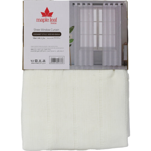 Maple Leaf Home Sheer Window Curtain 140 x 260cm White