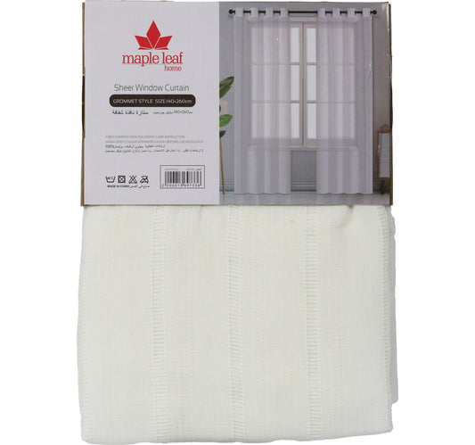 Maple Leaf Home Sheer Window Curtain 140 x 260cm White