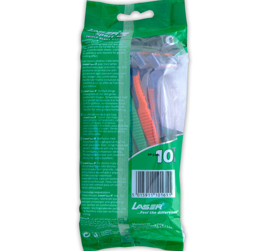 Laser Sport 3 Triple Blade Disposable Razor Value Pack 10 pcs