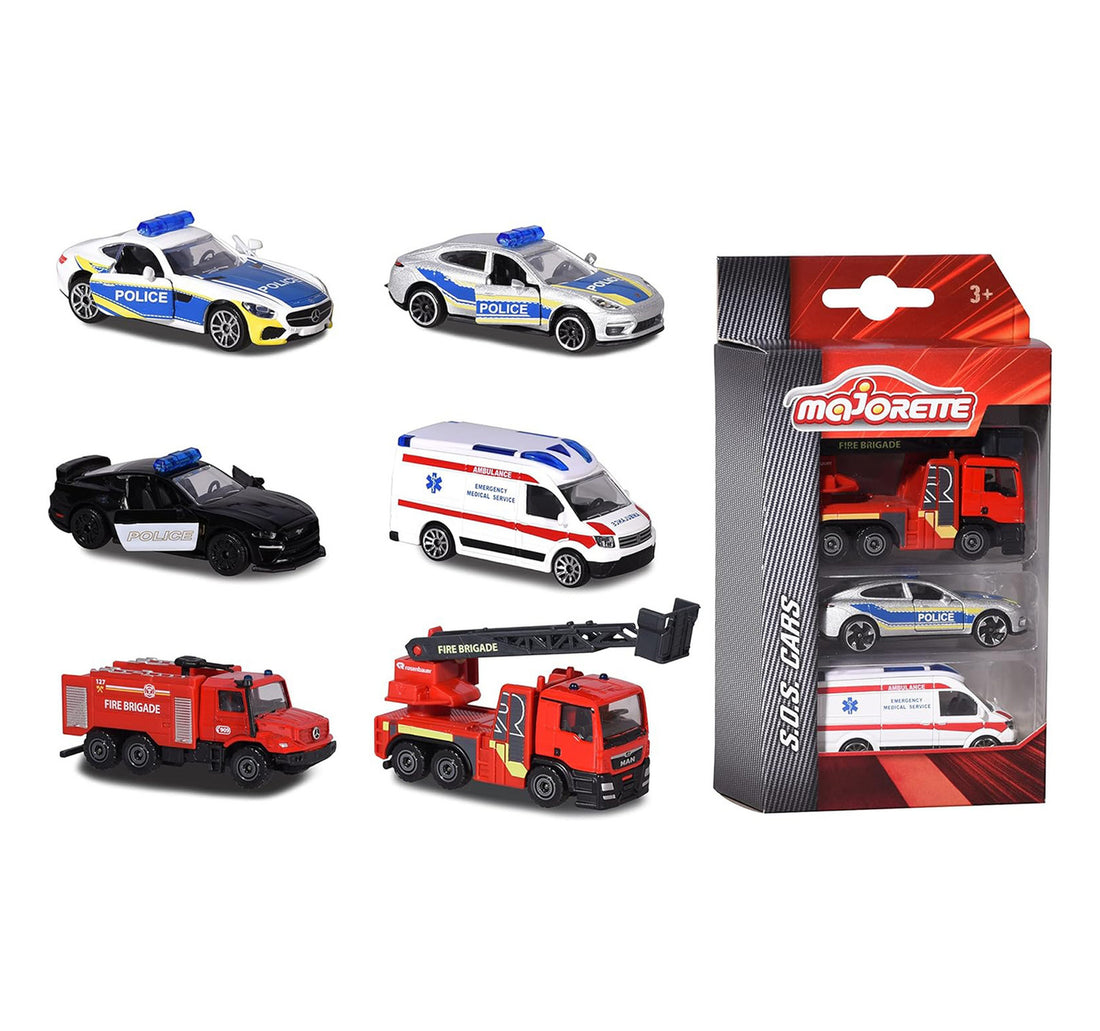 Majorette S.O.S 3 Car Pack 3 Pcs Set, 2 Assist, Assorted, 212057261038