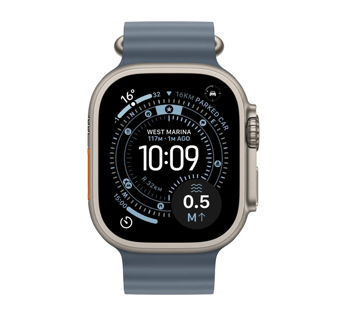 Apple Watch Ultra 3 GPS + Cellular Smartwatch, 49 mm Natural Titanium Case with Anchor Blue Ocean Band, MEWH4AF/A