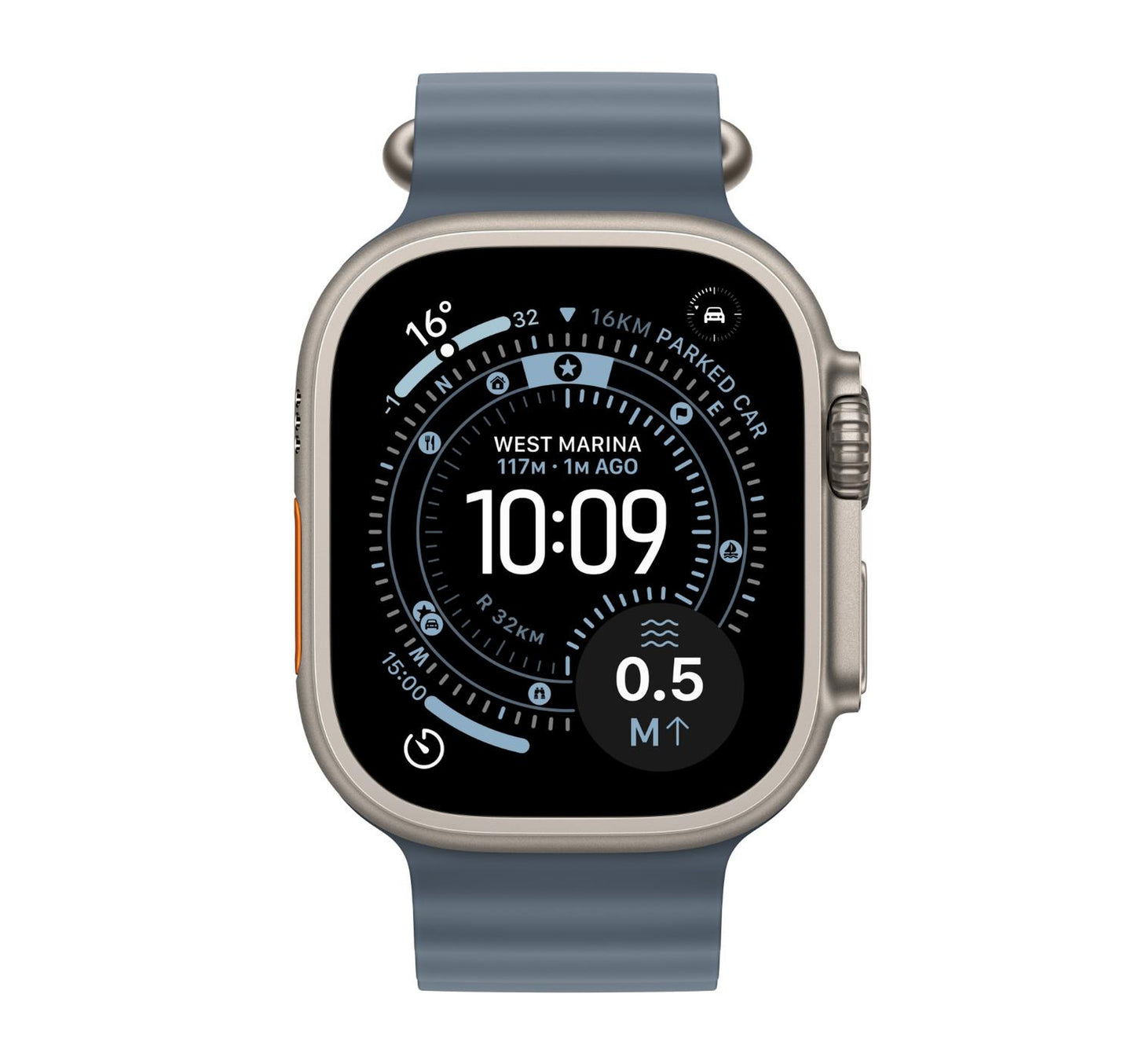 Apple Watch Ultra 3 GPS + Cellular Smartwatch, 49 mm Natural Titanium Case with Anchor Blue Ocean Band, MEWH4AF/A