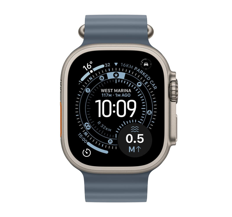 Apple Watch Ultra 3 GPS + Cellular Smartwatch, 49 mm Natural Titanium Case with Anchor Blue Ocean Band, MEWH4AF/A