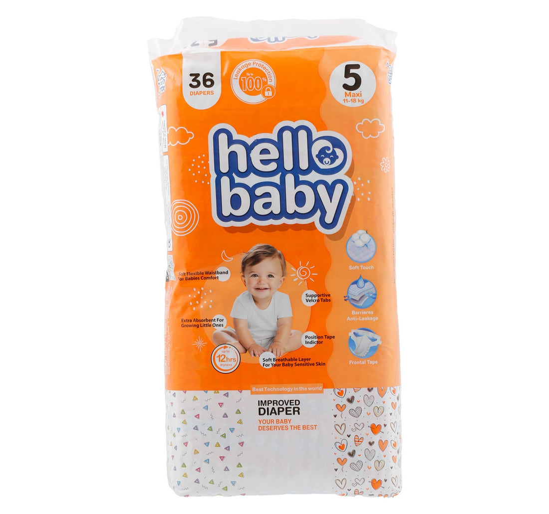 Hello Baby Jumbo Improved Diaper Size 5 Maxi 11 - 18kg 36 pcs