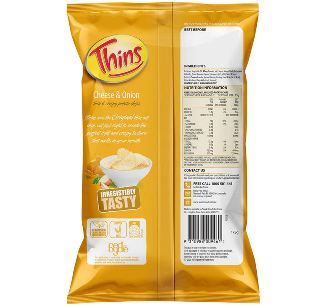 Thins Potato Chips Cheese & Onion 175 g