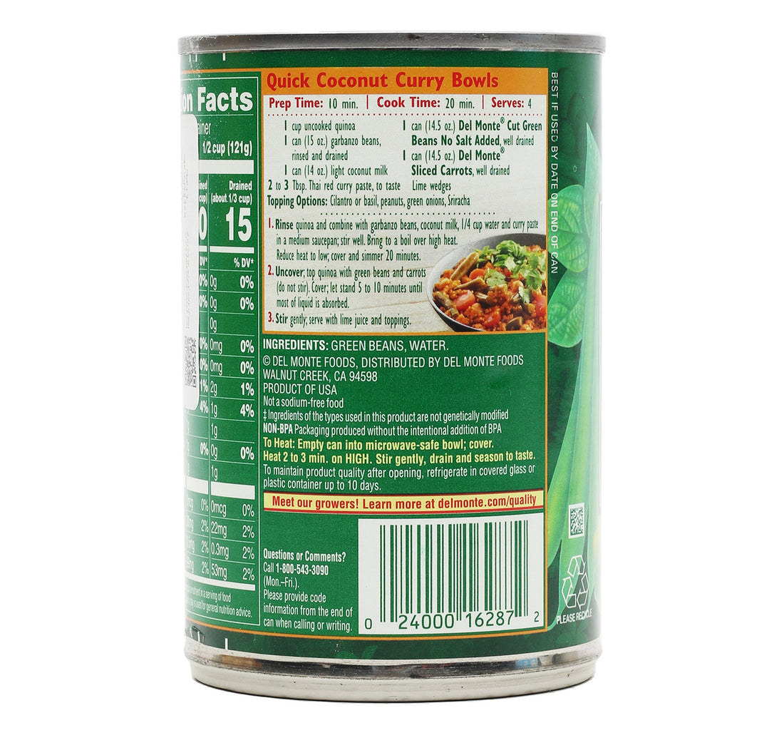 فاصوليا خضراء مقطعة من ديل مونتي بدون إضافة ملح 411 جرام