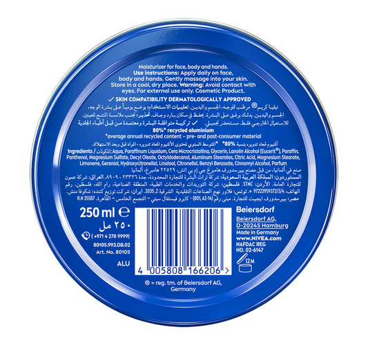 Nivea Creme Tin Moisturizing Cream 250 ml
