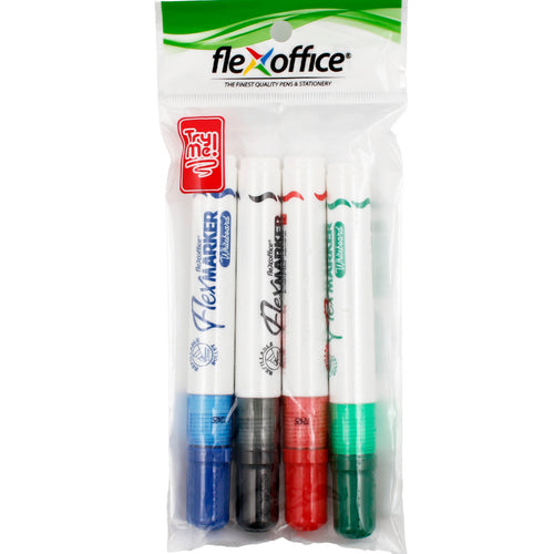 Flex Office White Board Marker, 4 pcs, Assorted, WB02