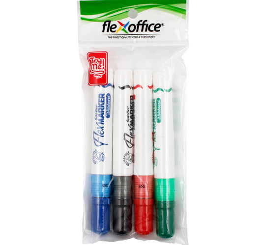 Flex Office White Board Marker, 4 pcs, Assorted, WB02