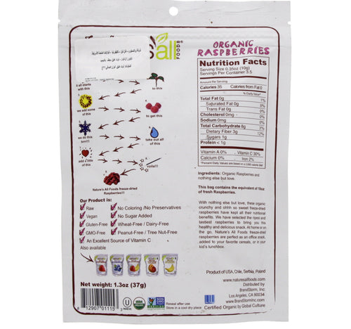 Natures All Organic Raspberries 37 g