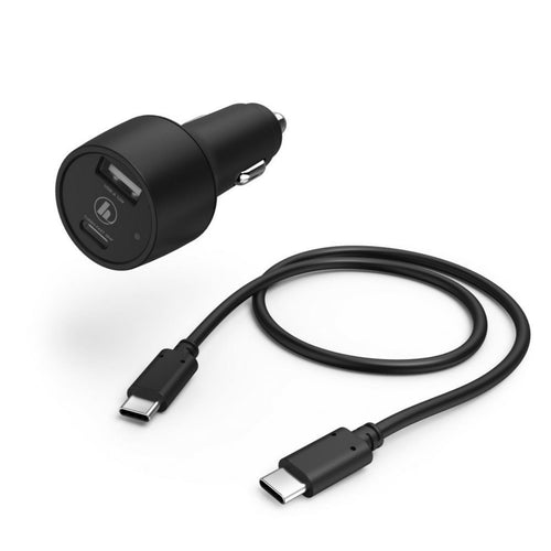 Hama Car Charging Kit, USB-C, USB-A, PD/QC 30W, USB-C Cable, 1 m, Black, 210522