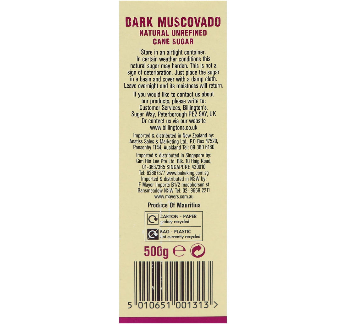 Billington's Dark Muscovado Sugar 500 g