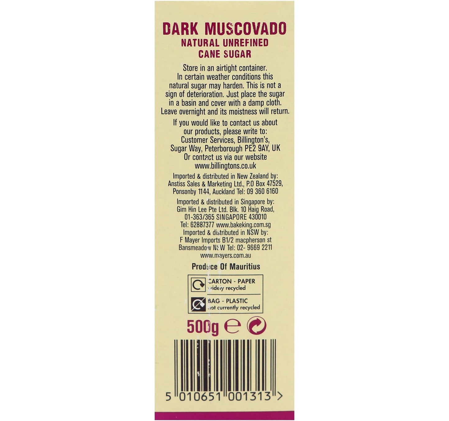 Billington's Dark Muscovado Sugar 500 g