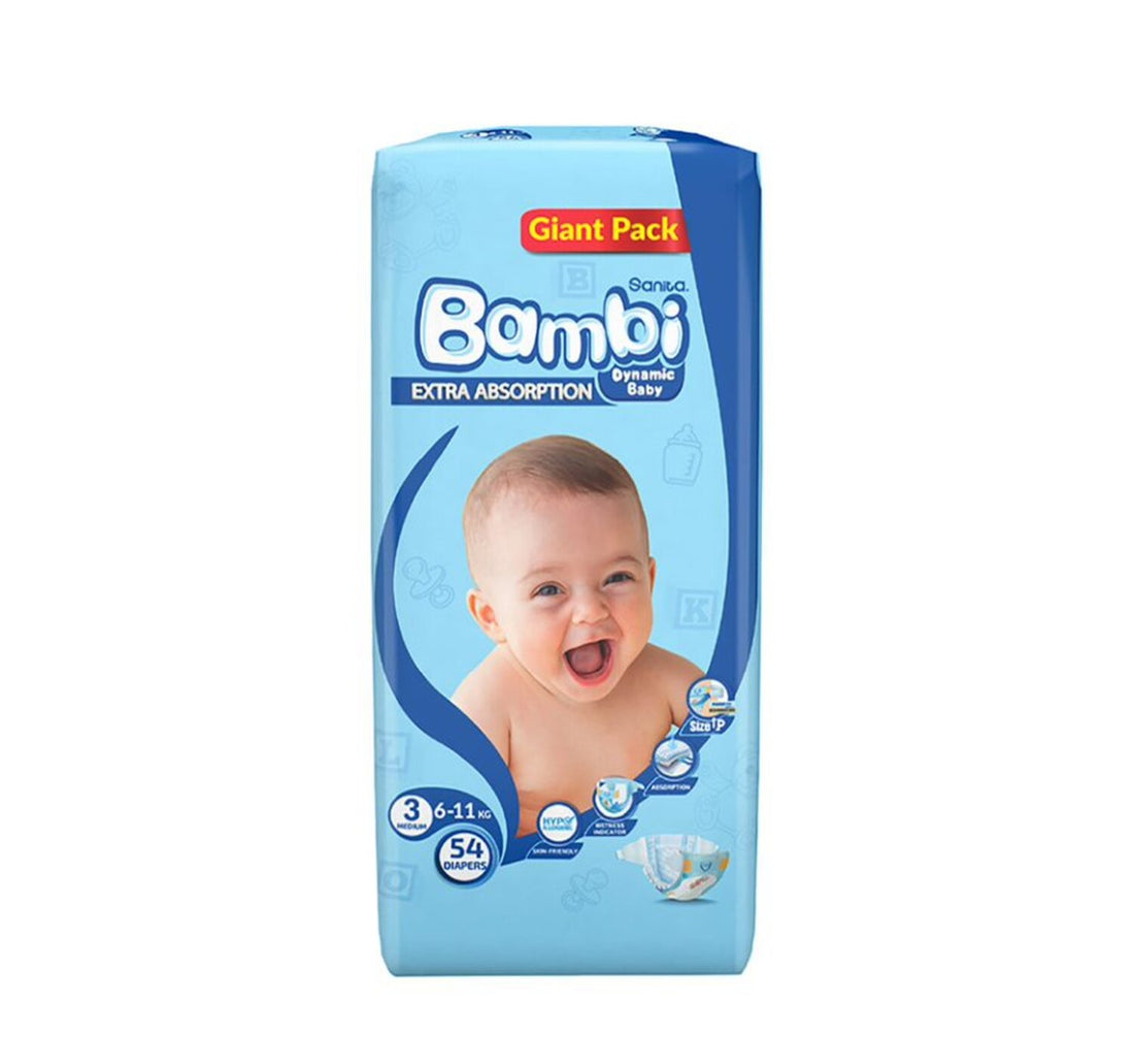 Sanita Bambi Baby Diaper Size 3 Medium 6-11 kg 54 pcs