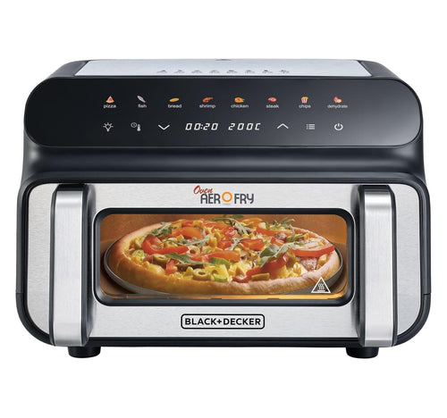 Black+Decker Digital Pizza Oven Air Fryer, 10.5L, Black/Silver, PGAF105-B5