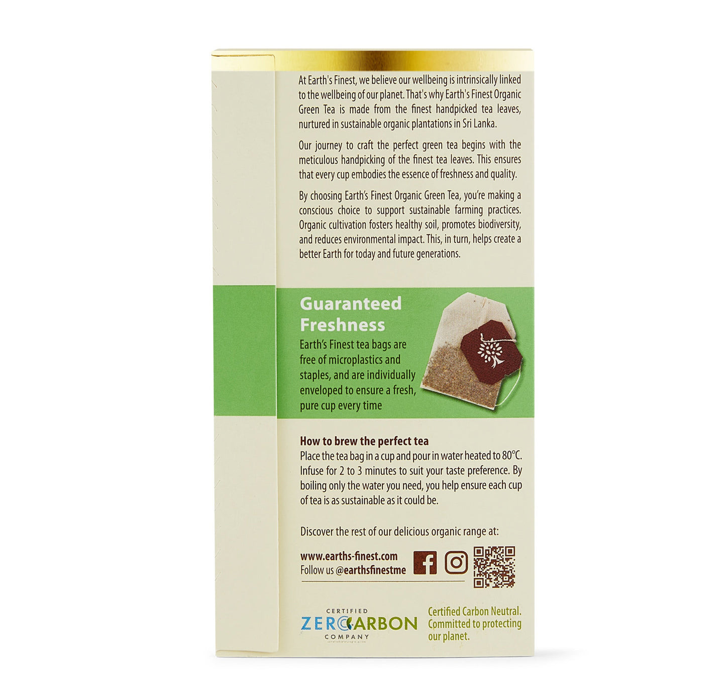 Earth's Finest Organic Green Tea 25 Teabags