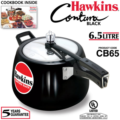 Hawkins Hard Anodised Aluminum Pressure Cooker Contura CB65 6.5L Black