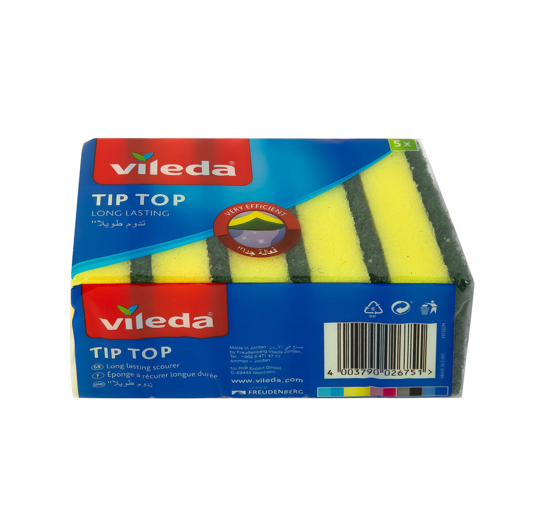 Vileda Tip Top Dish Washing Medium Foam Sponge Scourer 5 pcs