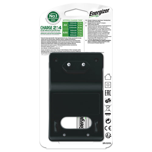 Energizer Recharge Maxi Charger UK & 2 AA Batteries, Combo Pack