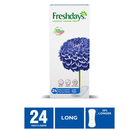 فوط صحية يومية طويلة من فريش دايز، 24 قطعة