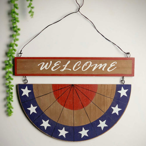 Maple Leaf Home Welcome Sign Wooden Wall Art Decor Hanging Board, 32 x 1 x 40 cm