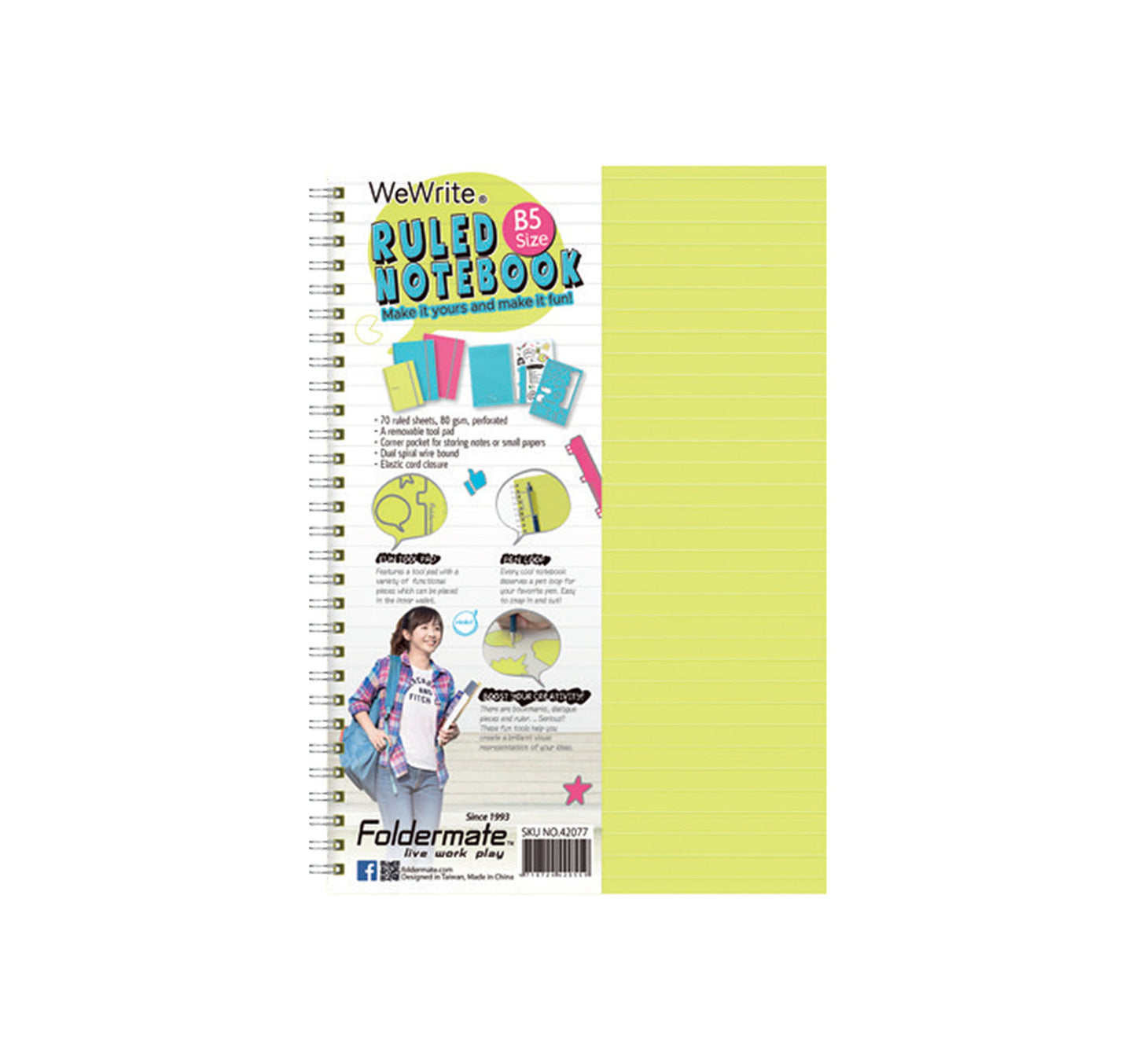 Foldermate 3 Subject Notebook A4 120 Sheets BX10RWW