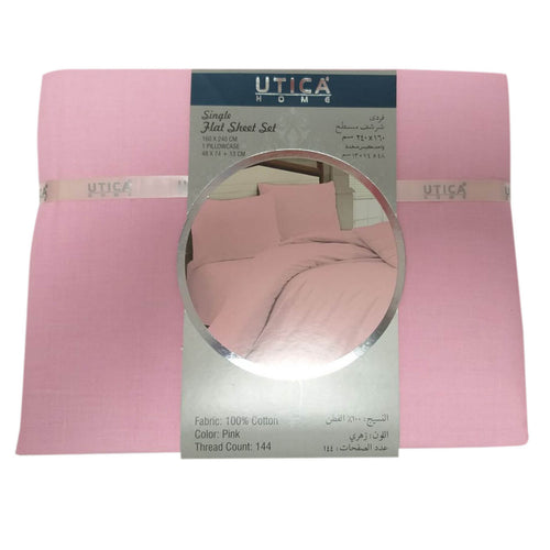 Utica Home Flat Sheet Single 2pc 160x240cm Pink Color
