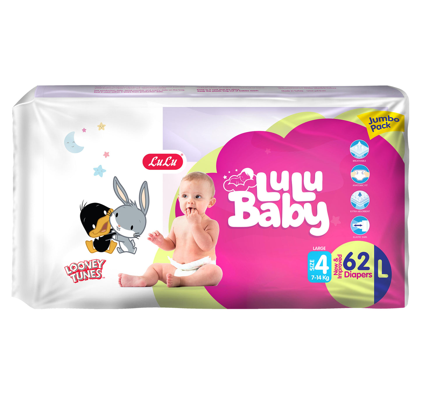 LuLu Baby Diaper Size 4 7-14 kg Large 62 pcs