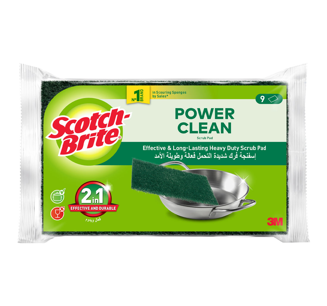 Scotch Brite Power Clean Heavy Duty Nail Saver Scrub Pad 9 pcs