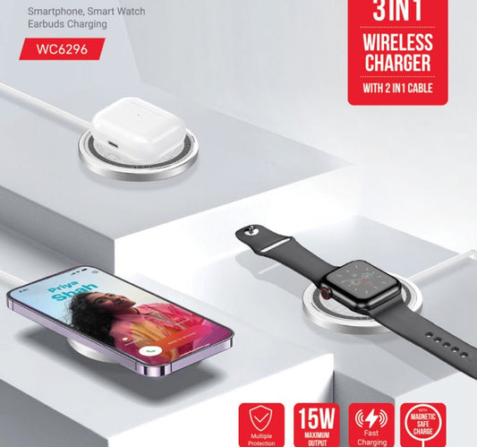 Trands 3-in-1 Wireless Charger, 1 m, WC6296