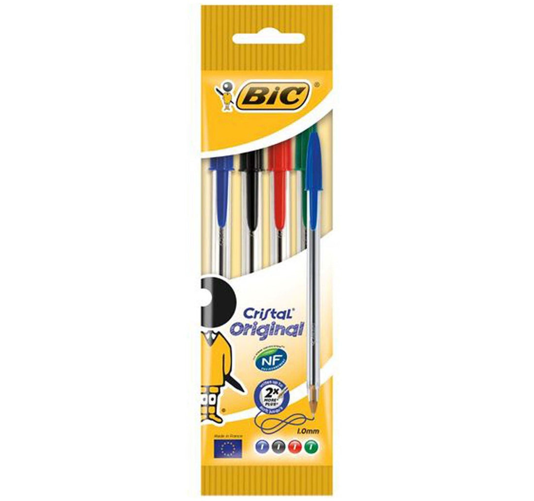 Bic Cristal Medium Ball Pen Pouch Assorted 4 pcs
