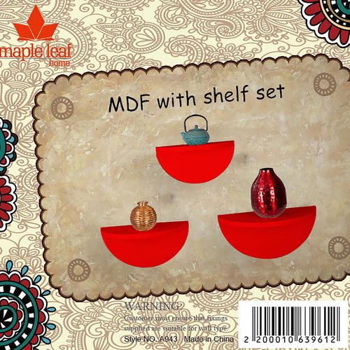 Maple Leaf Home MDF Wood Wall Shelf, Red, A943P