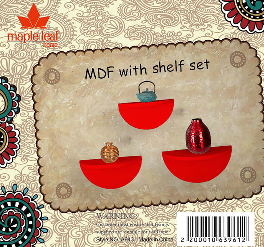 Maple Leaf Home MDF Wood Wall Shelf, Red, A943P