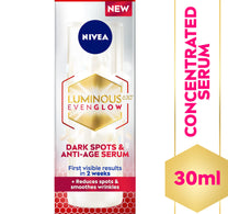 Nivea Luminous630 Even Glow Dark Spots and Anti-Age Face Serum with Hyaluronic Acid and Squalene 30 ml