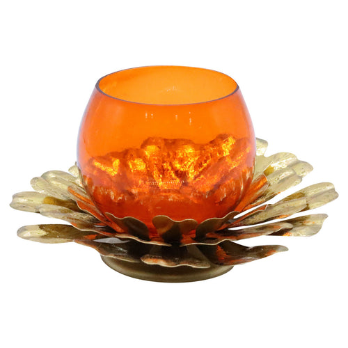 Maple Leaf Enzo Floral Votive Holder With Glass
