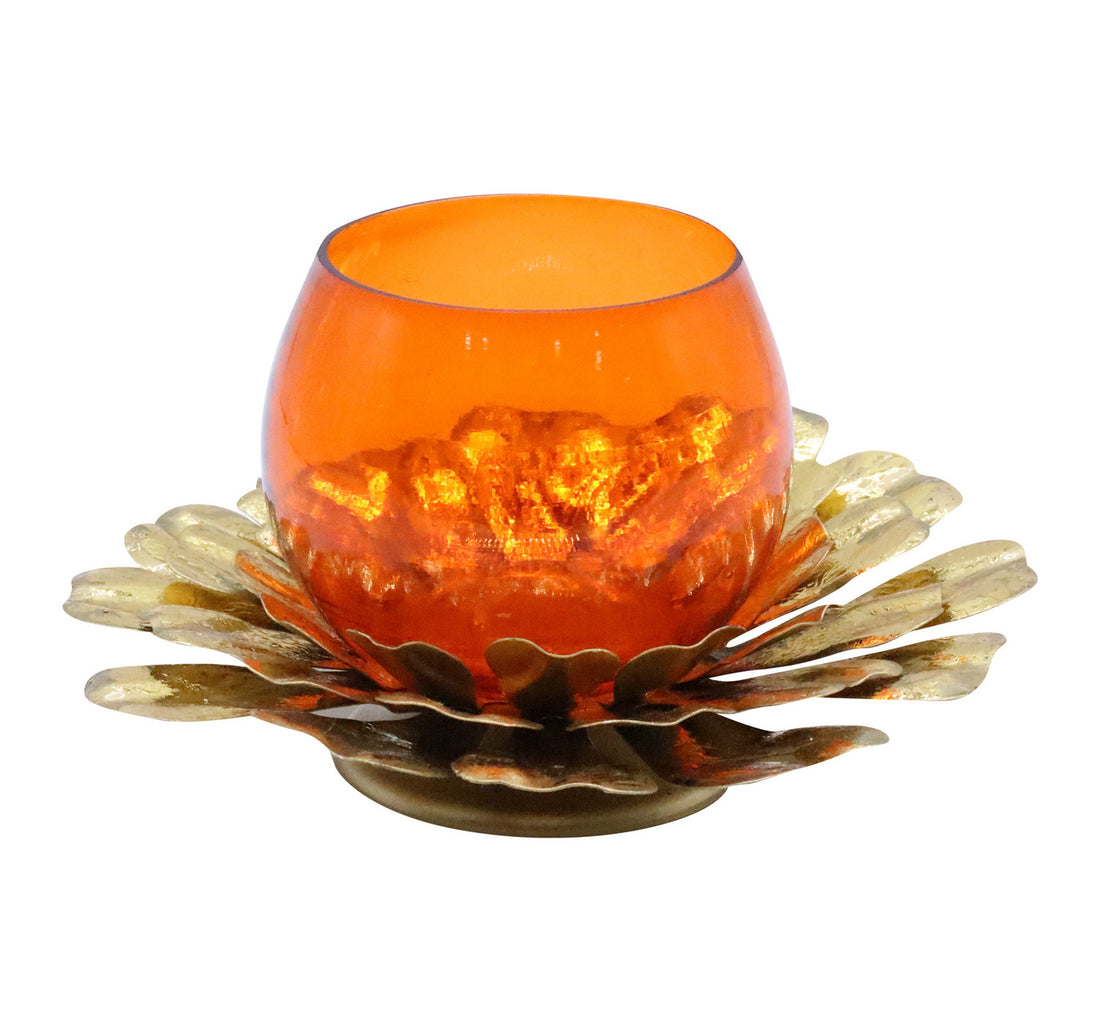 Maple Leaf Enzo Floral Votive Holder With Glass