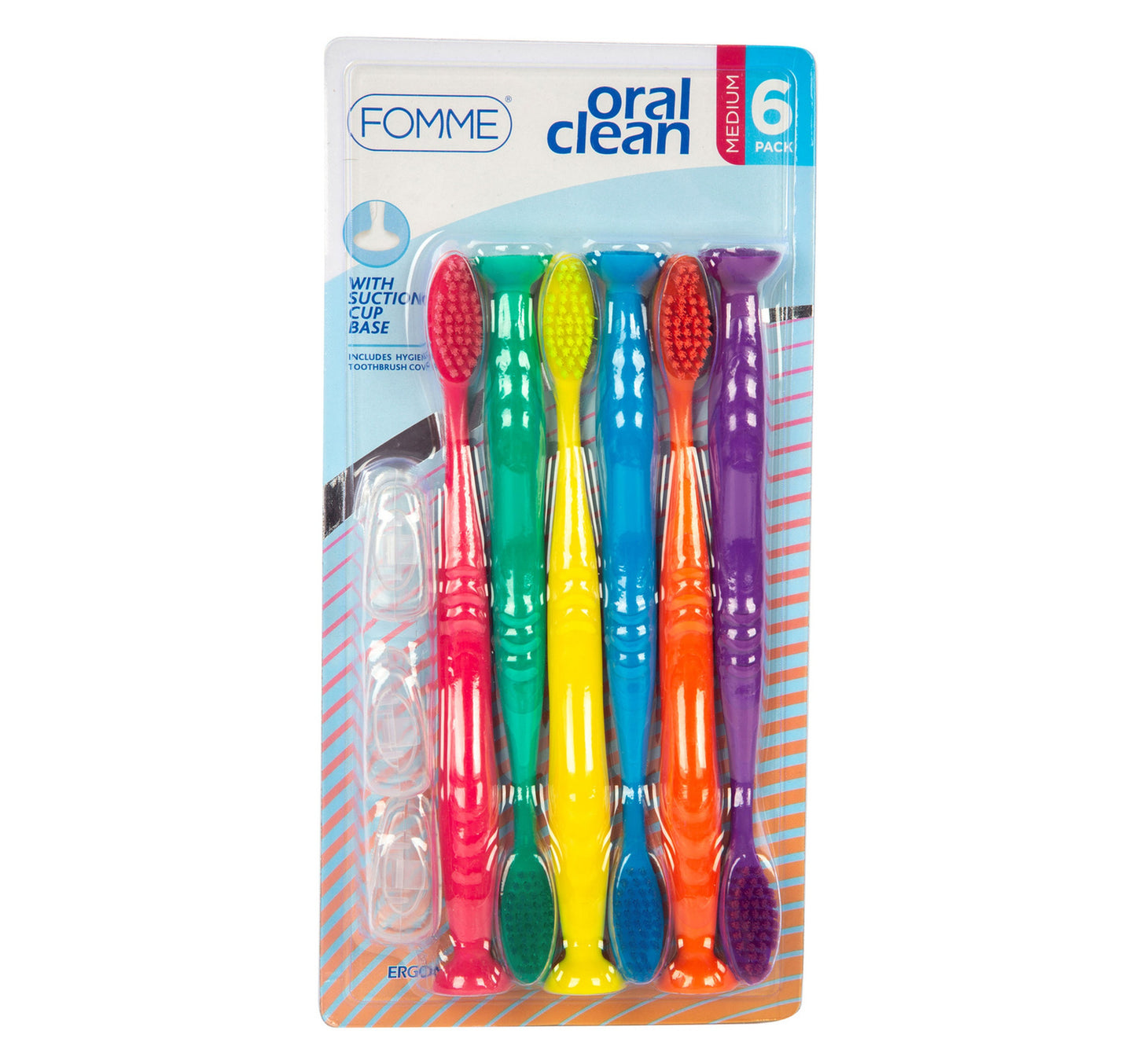 فرشاة أسنان فوم أورال كلين متوسطة الحجم، 6 قطع