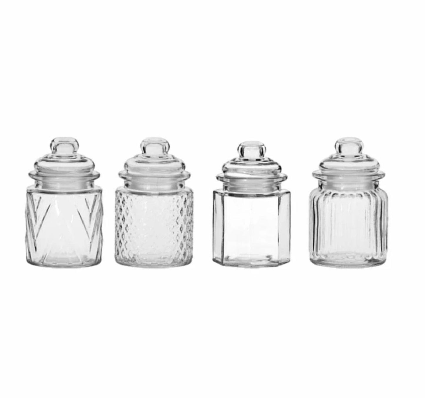 Crystal Drops Mini Glass Canisters, 4 pcs, 300 ml, Assorted, 50813
