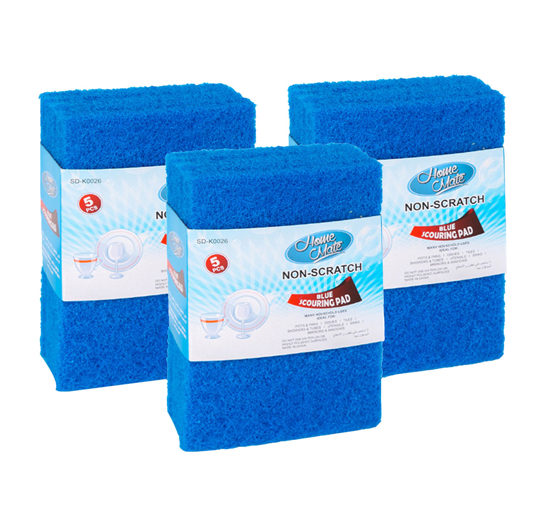 Home Mate Non-Scratch Blue Scouring Pad 5 pcs 3 pkt