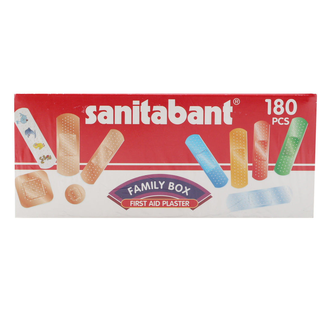 علبة لاصقة إسعافات أولية عائلية من سانيتابانت، 180 قطعة