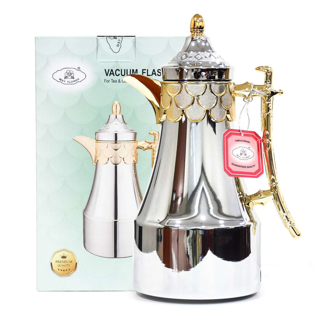 Mayflower Vacuum Flask, 1 L Capacity, Gold + Silver, QGC-10GS