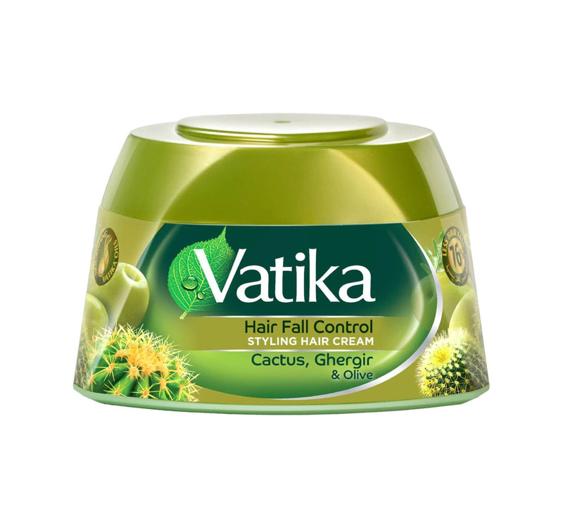 Vatika Naturals Hair Fall Control Styling Hair Cream Ghergir Cactus & Olive Strengthens & Nourishes Weak Hair 210 ml